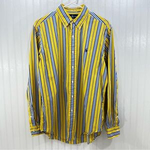 Polo Ralph Lauren Classic Fit Yellow Blue Stripe Button Down Shirt M